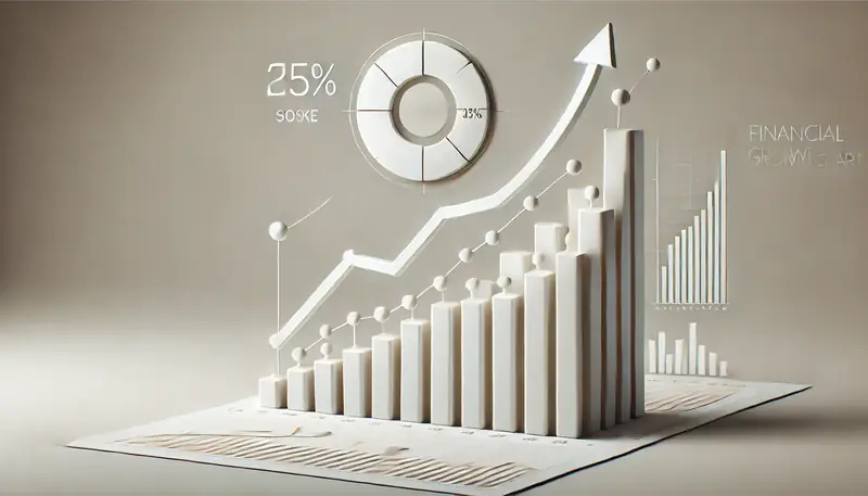 Gráfico mostrando crescimento de patrimônio financeiro