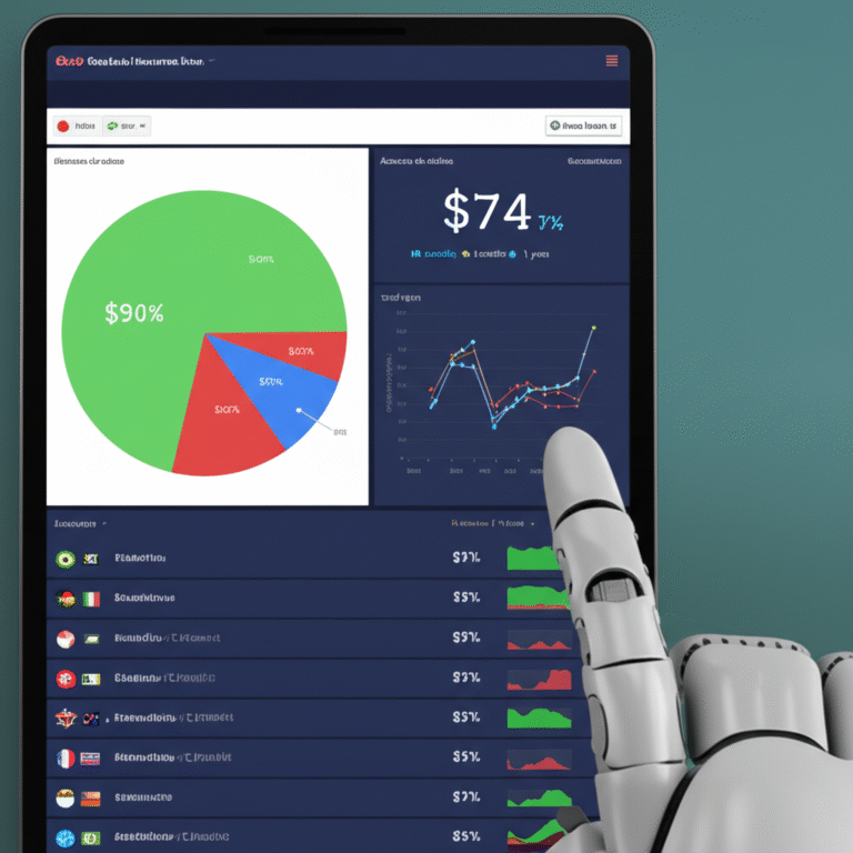 Robo-Advisor Interface de um robo-advisor mostrando um portfólio de investimentos.