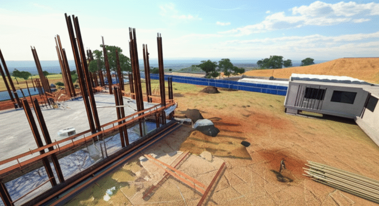 Investimento em Terrenos Virtuais Terreno virtual no metaverso sendo construído