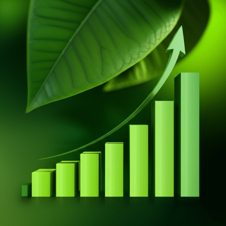 Gráfico de crescimento de investimentos sustentáveis.