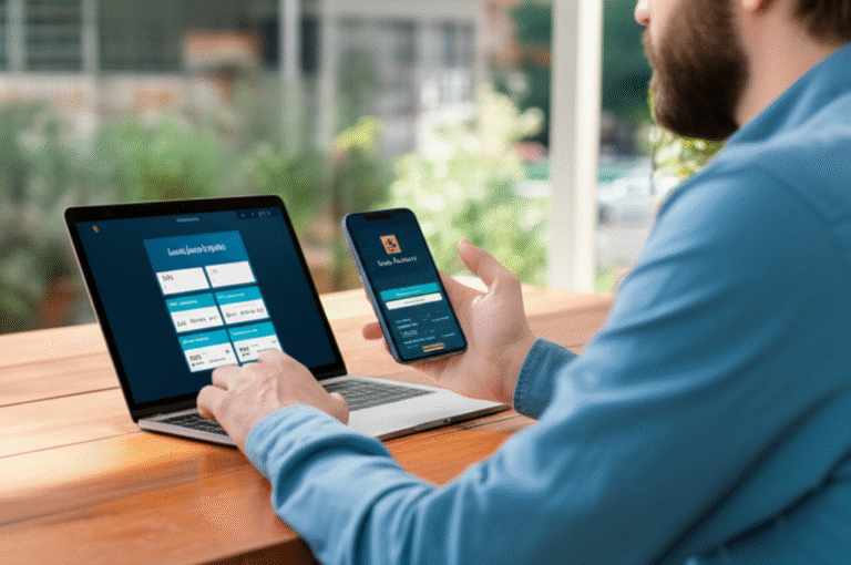 Homem usando aplicativo de banco digital em seu smartphone.