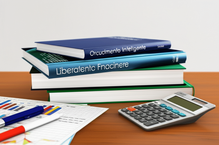 Livros e materiais de estudo sobre finanças pessoais.