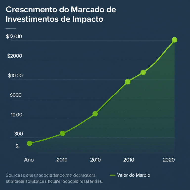 Crescimento dos Investimentos de Impacto Gráfico mostrando o crescimento dos investimentos de impacto ao longo do tempo.