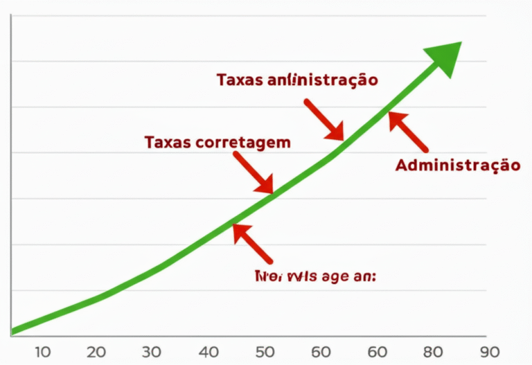 Impacto das Taxas nos Investimentos Gráfico de investimento mostrando crescimento e taxas
