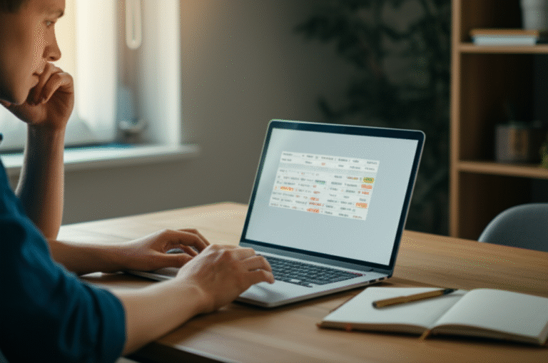 Planejamento Financeiro Jovem Jovem sorrindo planejando finanças no computador